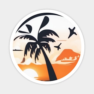 Tropical Sunset Paradise Circle Design No. 780 Magnet